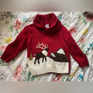 Gymboree Festive Red Sweater with Reindeer Motif